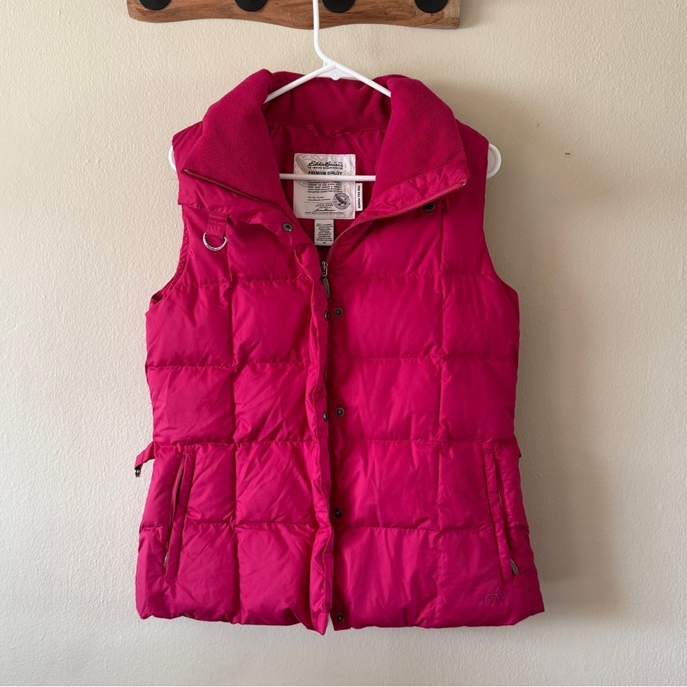 Eddie Bauer Magenta Pink 700 Fill Power Goose Down Puffer Vest Size M Outdoor